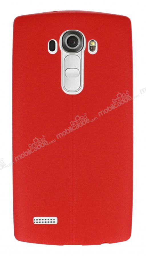 LG G4 Deri Desenli Ultra İnce Kırmızı Silikon Kılıf
