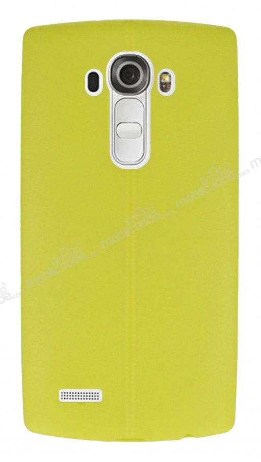 LG G4 Deri Desenli Ultra İnce Sarı Silikon Kılıf