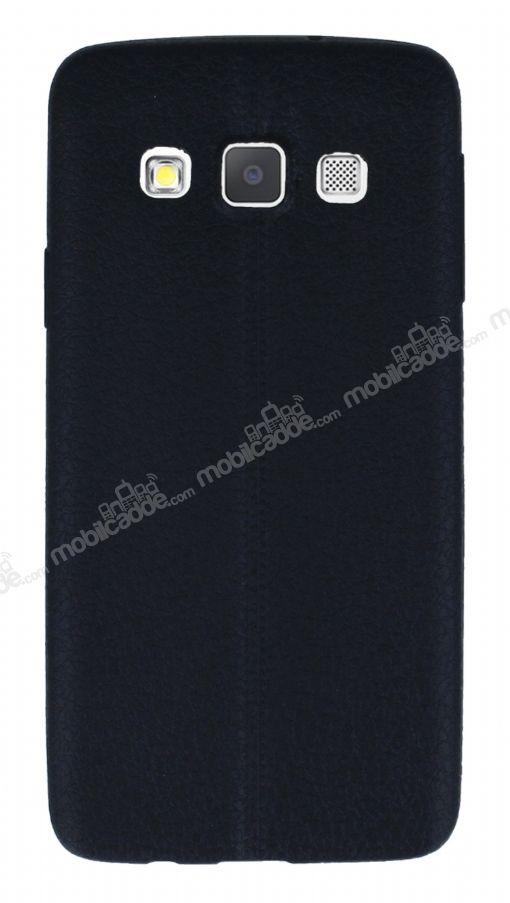 Samsung Galaxy A3 Deri Desenli Ultra İnce Siyah Silikon Kılıf