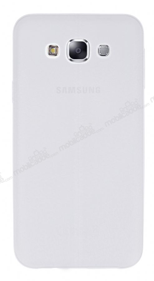 Samsung Galaxy E7 Deri Desenli Ultra İnce Şeffaf Silikon Kılıf