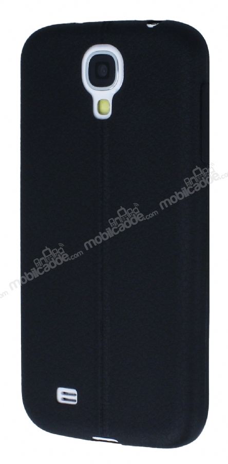 Samsung Galaxy i9500 S4 Deri Desenli Ultra İnce Siyah Silikon Kılıf