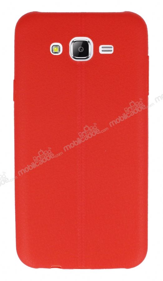 Samsung Galaxy J7 / Galaxy J7 Core Deri Desenli Ultra İnce Kırmızı Silikon Kılıf
