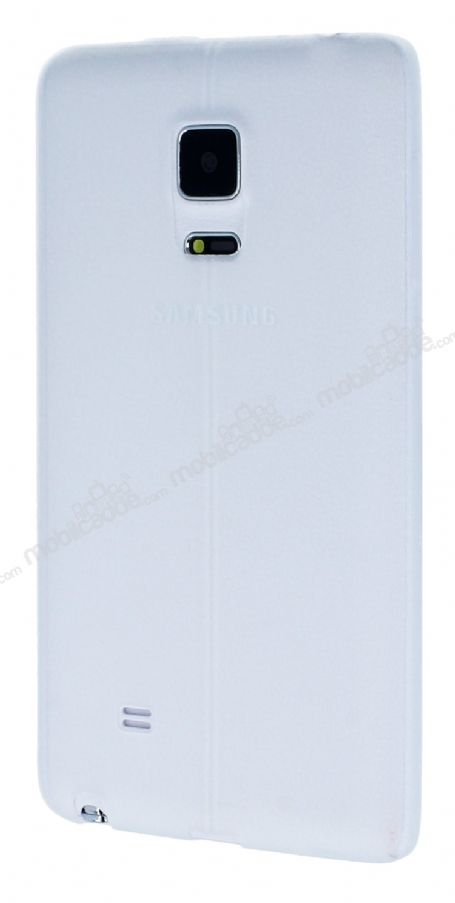 Samsung Galaxy Note Edge Deri Desenli Ultra İnce Şeffaf Beyaz Silikon Kılıf