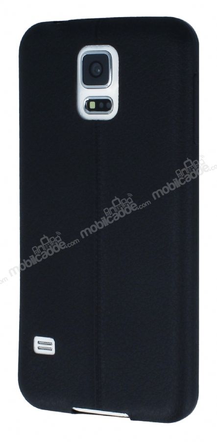 Samsung Galaxy S5 Deri Desenli Ultra İnce Siyah Silikon Kılıf