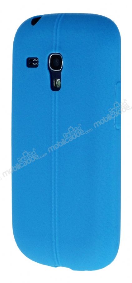 Samsung i8190 Galaxy S3 Mini Deri Desenli Ultra İnce Mavi Silikon Kılıf