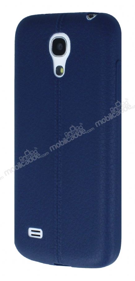 Samsung i9190 Galaxy S4 mini Deri Desenli Ultra İnce Lacivert Silikon Kılıf