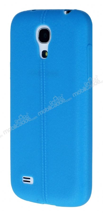 Samsung i9190 Galaxy S4 mini Deri Desenli Ultra İnce Mavi Silikon Kılıf