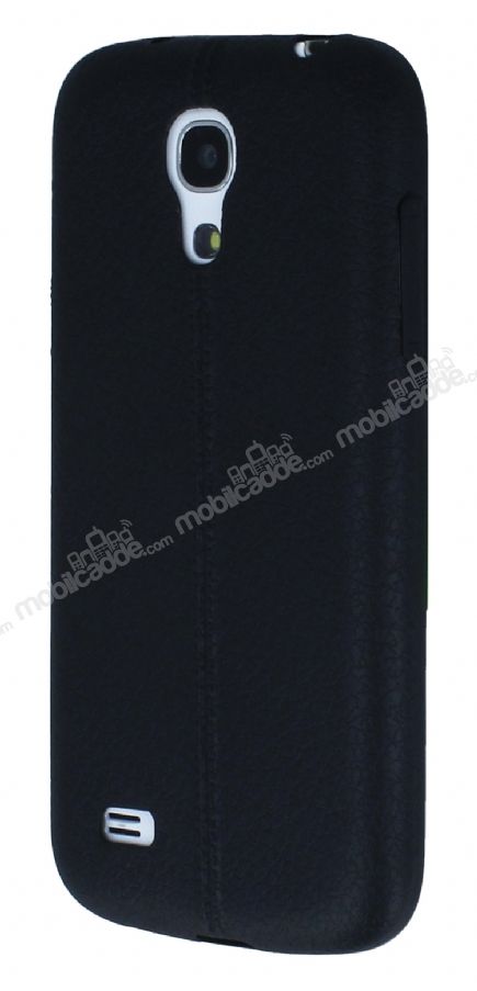 Samsung i9190 Galaxy S4 mini Deri Desenli Ultra İnce Siyah Silikon Kılıf