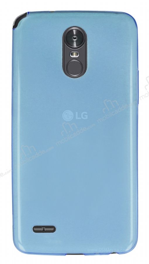 LG Stylus 3 Ultra İnce Şeffaf Mavi Silikon Kılıf