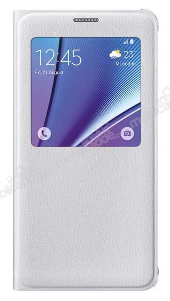 Samsung Galaxy Note 5 Orjinal Pencereli View Cover Beyaz Kılıf