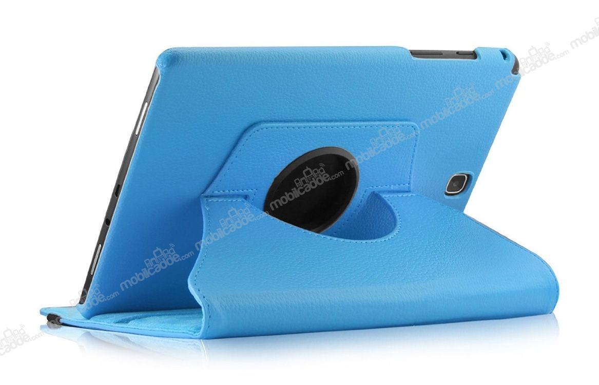 Samsung T350 Galaxy Tab A 8.0 360 Derece Döner Standlı Mavi Deri Kılıf