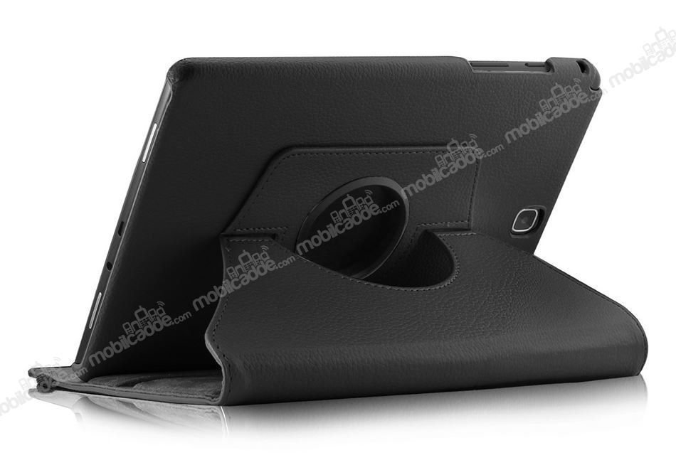 Samsung T350 Galaxy Tab A 8.0 360 Derece Döner Standlı Siyah Deri Kılıf