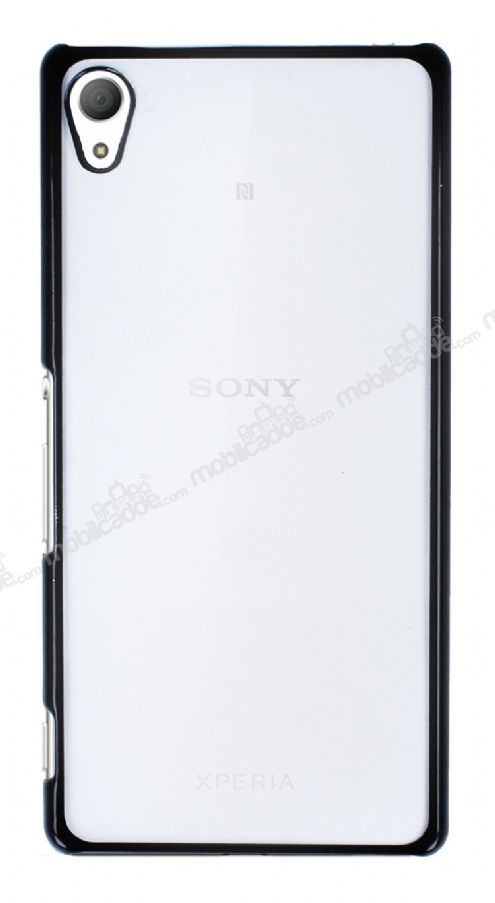 Eiroo Breza Sony Xperia Z3 Plus Siyah Metal Kenarlı Şeffaf Rubber Kılıf