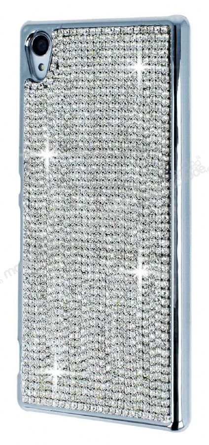 Eiroo Glows Sony Xperia Z3 Plus Taşlı Silver Rubber Kılıf