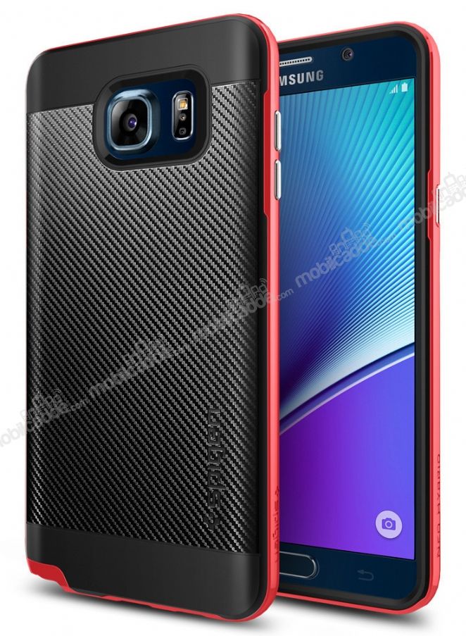 Spigen Neo Hybrid Carbon Samsung Galaxy Note 5 Kırmızı Kılıf