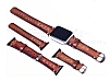 Apple Watch 4 / Watch 5 Kahverengi Desenli Gerek Deri Kordon (44 mm) - Resim 1