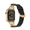 Apple Watch 7 Gold-Siyah Metal Deri Kordon (41 mm) - Resim: 2