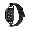 Apple Watch 7 Siyah Metal Deri Kordon (41 mm) - Resim 3
