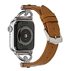 Apple Watch Kahverengi Metal Deri Kordon (38 mm) - Resim 2