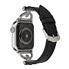 Apple Watch Silver-Siyah Metal Deri Kordon (38 mm) - Resim 2