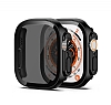 Apple Watch Ultra Siyah Rubber Klf ve Privacy Ekran Koruyucu (49mm)