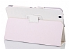 LG G Pad 10.1 V700 Standl Yan Kapakl Beyaz Deri Klf - Resim 2
