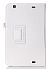 LG G Pad 10.1 V700 Standl Yan Kapakl Beyaz Deri Klf - Resim: 4