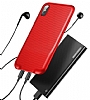 Baseus Audio Case iPhone X / XS Çift Lightning Girişli Kırmızı Rubber Kılıf