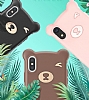 Baseus Bear iPhone XR Pembe Silikon Klf - Resim: 4