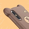 Baseus Bear iPhone XS Max Kahverengi Silikon Klf - Resim: 6