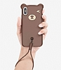Baseus Bear iPhone XS Max Kahverengi Silikon Klf - Resim: 3