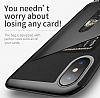 Baseus Card Pocket iPhone X / XS Silikon Kenarl Krmz Rubber Klf - Resim: 4