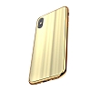 Baseus Glass Sparkling iPhone X / XS Gold Rubber Klf - Resim 6