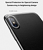 Baseus iPhone X / XS Standl Deri Grnml Siyah Silikon Klf - Resim 3