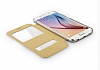 Baseus Primary Color Samsung i9800 Galaxy S6 Pencereli nce Yan Kapakl Beyaz Deri Klf - Resim: 1
