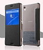 Baseus Sony Xperia Z3 Pencereli nce Kapakl Siyah Deri Klf - Resim: 8
