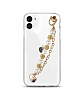 iPhone 11 Pro Max Beyaz ncili Gold Zincirli Klf - Resim: 1