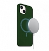 Buff Rubber Fit iPhone 13 MagSafe zellikli Dark Green Silikon Klf - Resim: 2