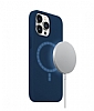 Buff Rubber Fit iPhone 13 Pro MagSafe zellikli Navy Blue Silikon Klf - Resim: 2