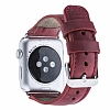 Burkley Apple Watch CZ04 Krmz Gerek Deri Kordon (42 mm) - Resim 2