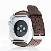 Burkley Apple Watch RBT3 Delikli Kahverengi Gerek Deri Kordon (38 mm) - Resim 2
