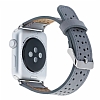 Bouletta Apple Watch RST9 Delikli Gri Gerek Deri Kordon (38 mm) - Resim 2