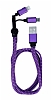 Cortrea Fermuarl Lightning & Micro USB Mor Ksa arj Kablosu 88cm - Resim: 1