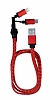 Cortrea Fermuarl Lightning & Micro USB Krmz Ksa arj Kablosu 88cm - Resim 1