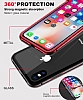 Dafoni Glass Guard iPhone X / XS Metal Kenarl Cam Krmz Klf - Resim 5