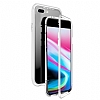 Dafoni Glass Guard iPhone 7 Plus / 8 Plus Metal Kenarl Cam Silver Klf - Resim 2