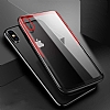 Dafoni Glass Shield iPhone XS Max Krmz-Siyah Silikon Kenarl Cam Klf - Resim: 4