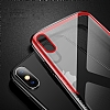 Dafoni Glass Shield iPhone XS Max Krmz-Siyah Silikon Kenarl Cam Klf - Resim: 1