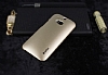Dafoni HTC One M8 Metallic Thin Gold Rubber Klf - Resim 1