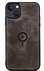 Dafoni iPhone 13 MagSafe zellikli Gerek Deri Koyu Kahverengi Rubber Klf